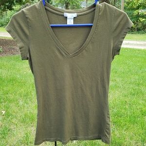 Delia's Army Green V-Neck Tee